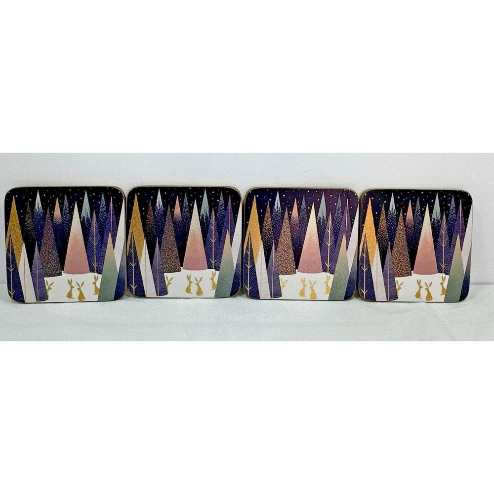 Pimpernel Sara Miller London Frosted Pines Coaster | Christmas Winter Forest